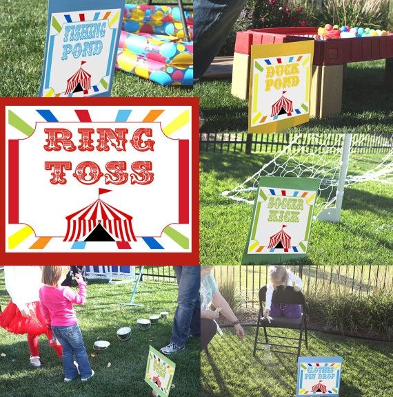 Carnival Circus Birthday Party Signs Games Large Yard Signs Circus