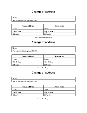 Change Of Address Form Template