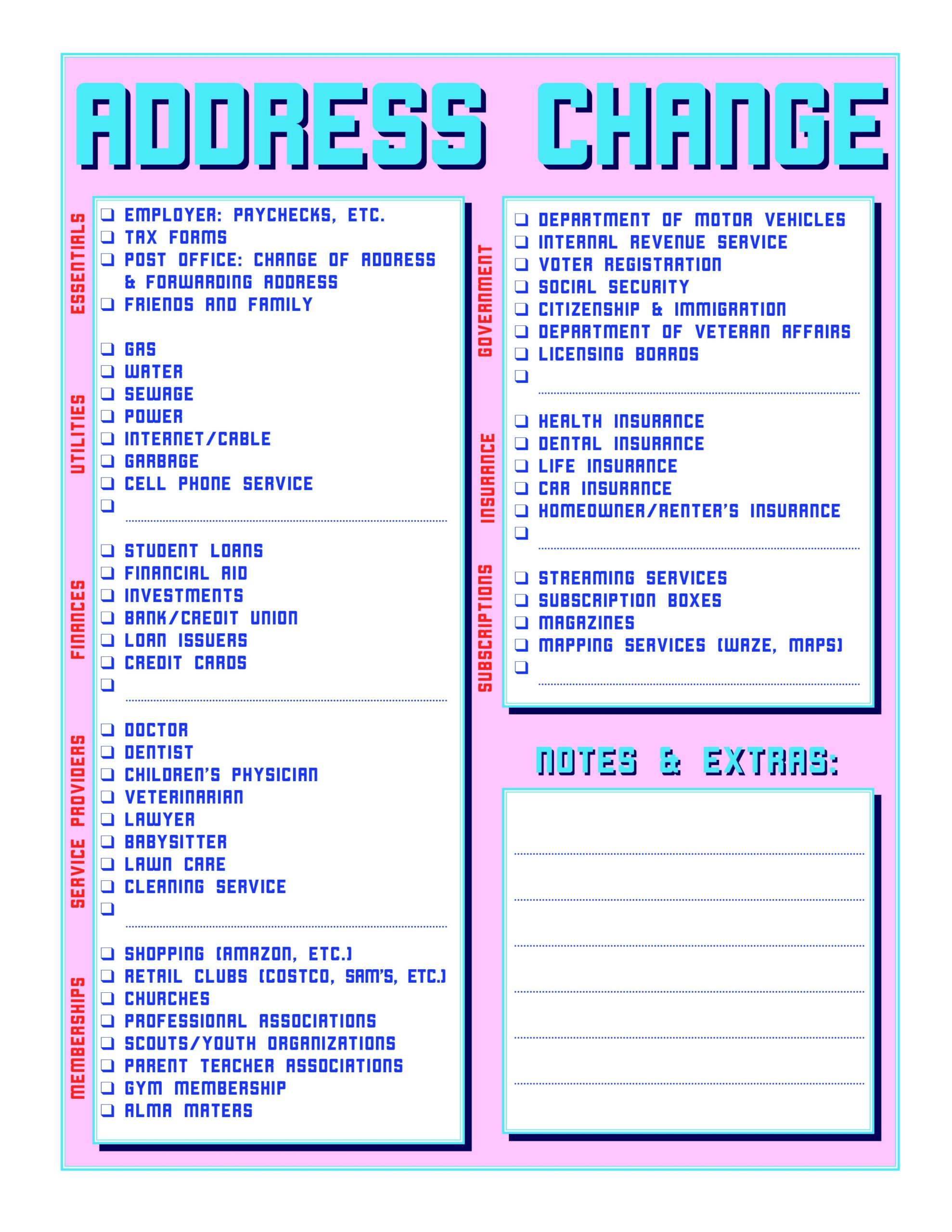 printable change of address card template