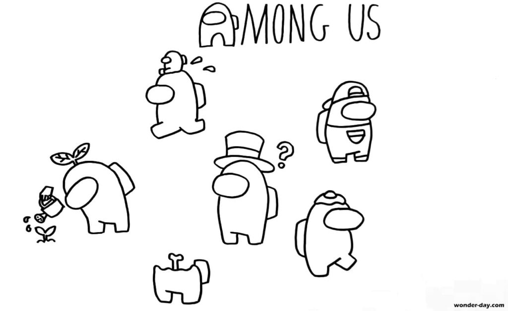 Characters From Among Us Coloring Page Free Printable Coloring Pages