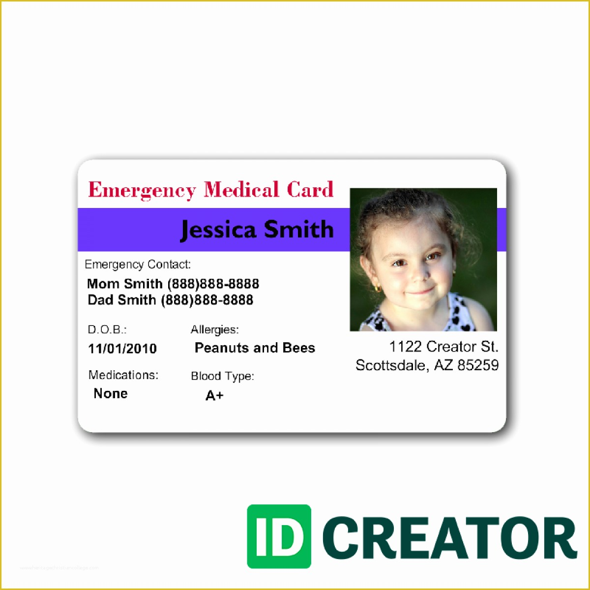 Child Id Card Template Free Of Child Id Card Template Free Free 