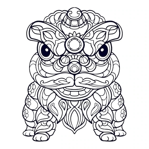 Chinese Lion Dance Coloring Page Coloring Pages
