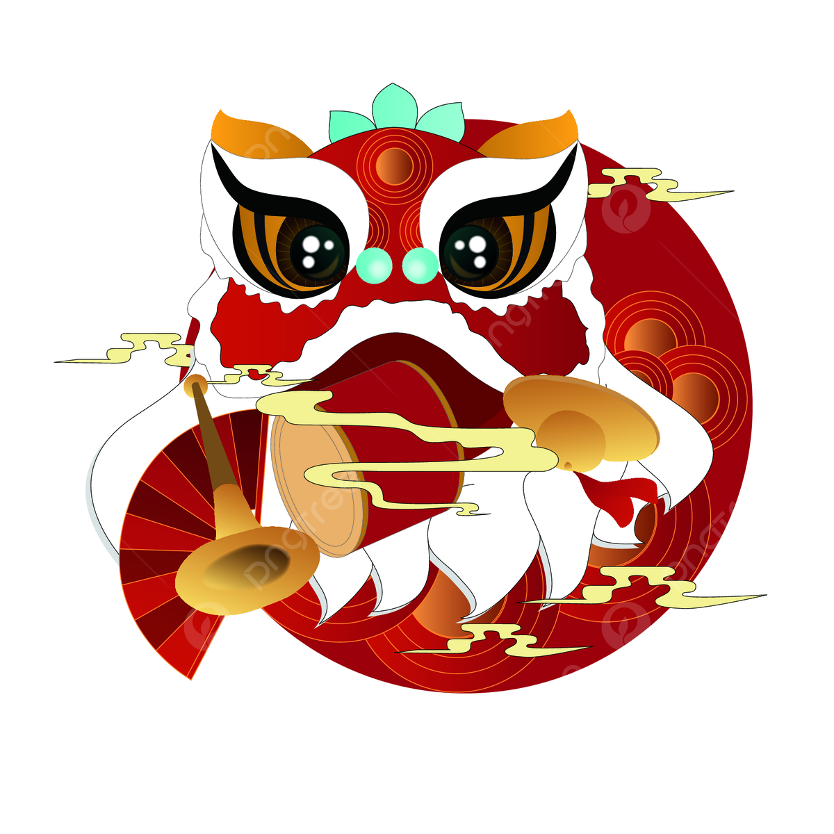 Chinese Style Lion Dance Lion Head Vector Festive Lion Head Lion 