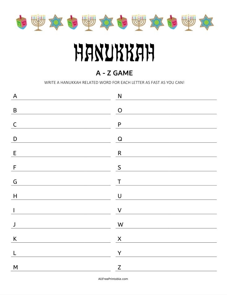 Christmas A Z Game Free Printable