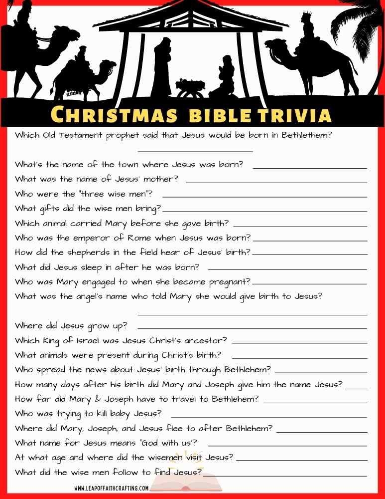 Christmas Bible Trivia Printables 2 Versions Available