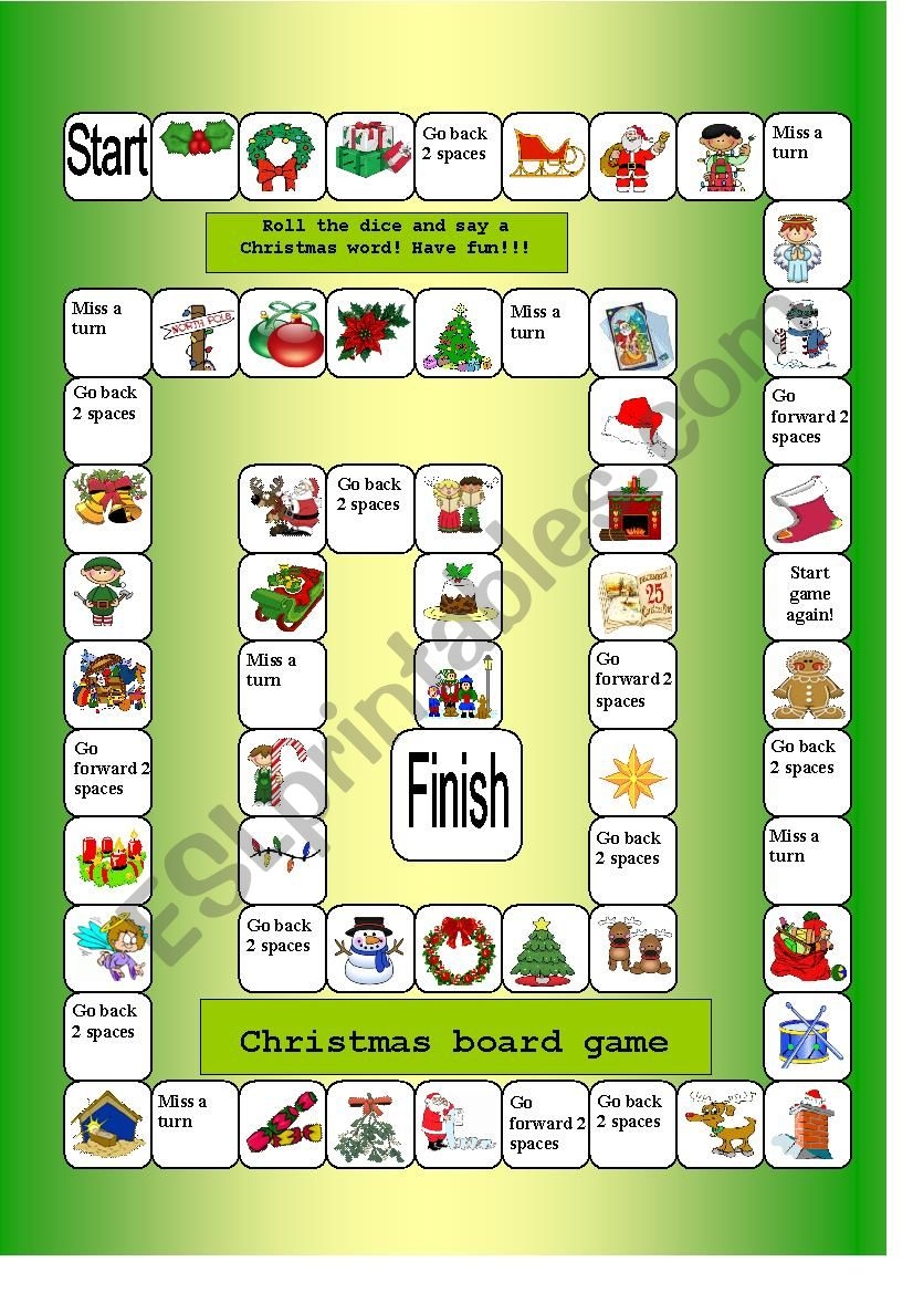 Christmas Board Game ESL Worksheet By Kucheryavaya