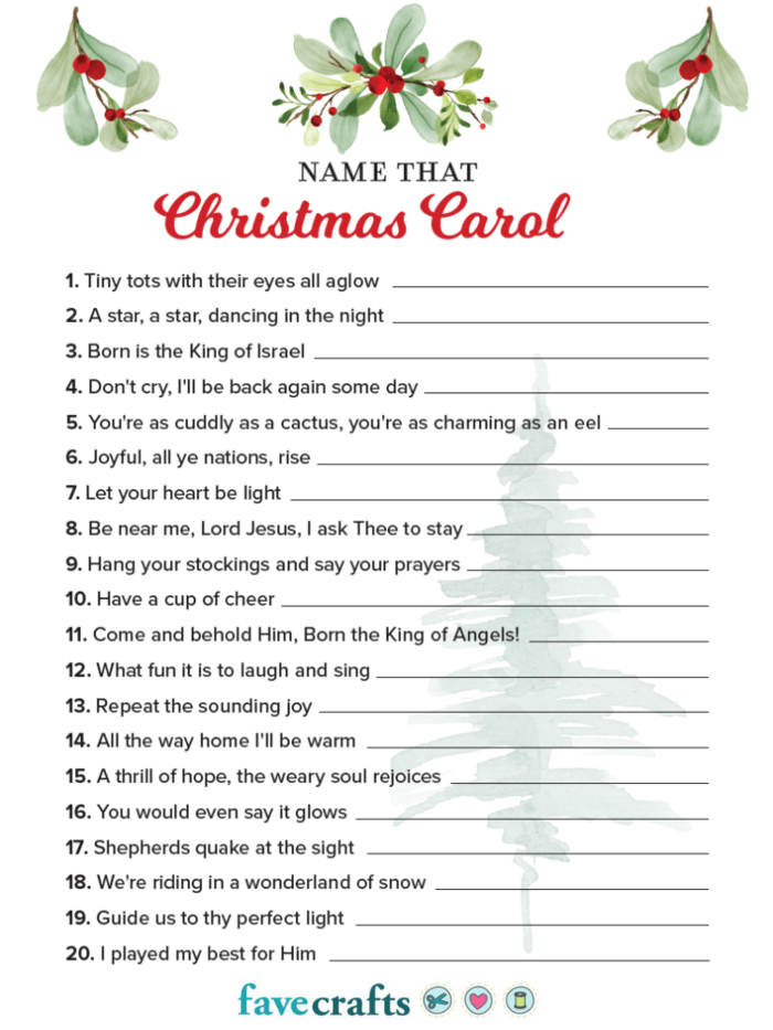 Christmas Carol Game Printable Printable New Year Banners