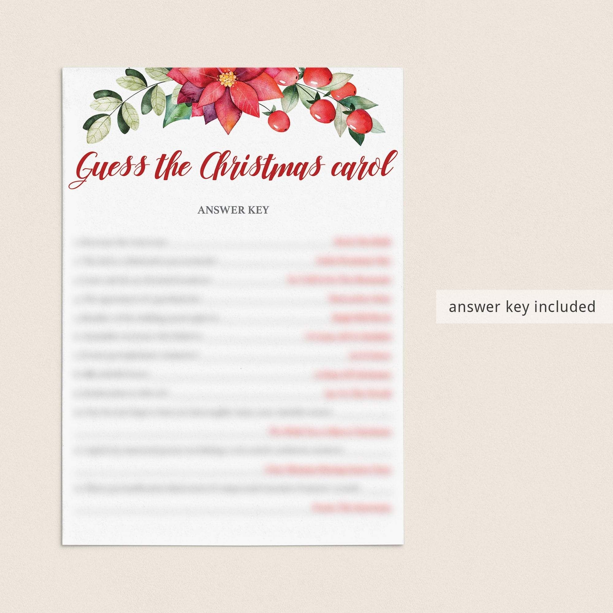 free printable christmas carol guessing game