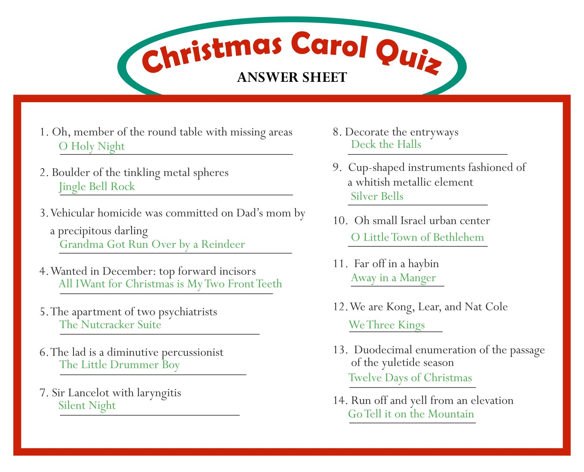 Christmas Carol Trivia 15 Free PDF Printables Printablee