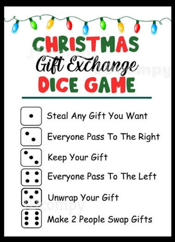 Christmas Dice Game Gift Exchange Rules Printable Dev onallcylinders