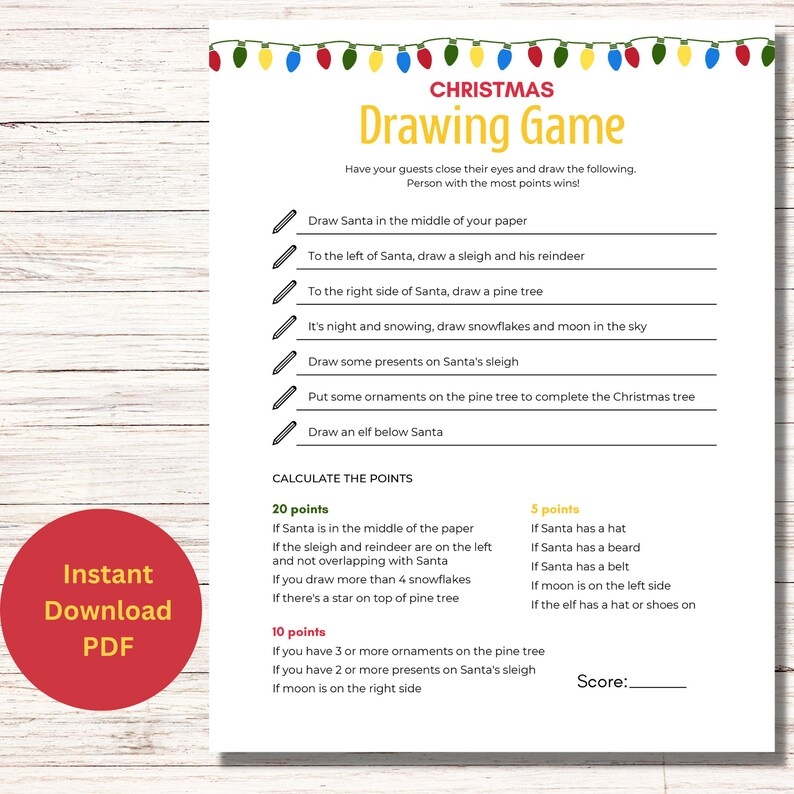 Christmas Drawing Game Printable Christmas Drawing Challenge 