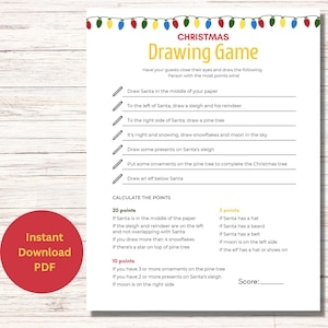 Christmas Drawing Game Printable Christmas Drawing Challenge 