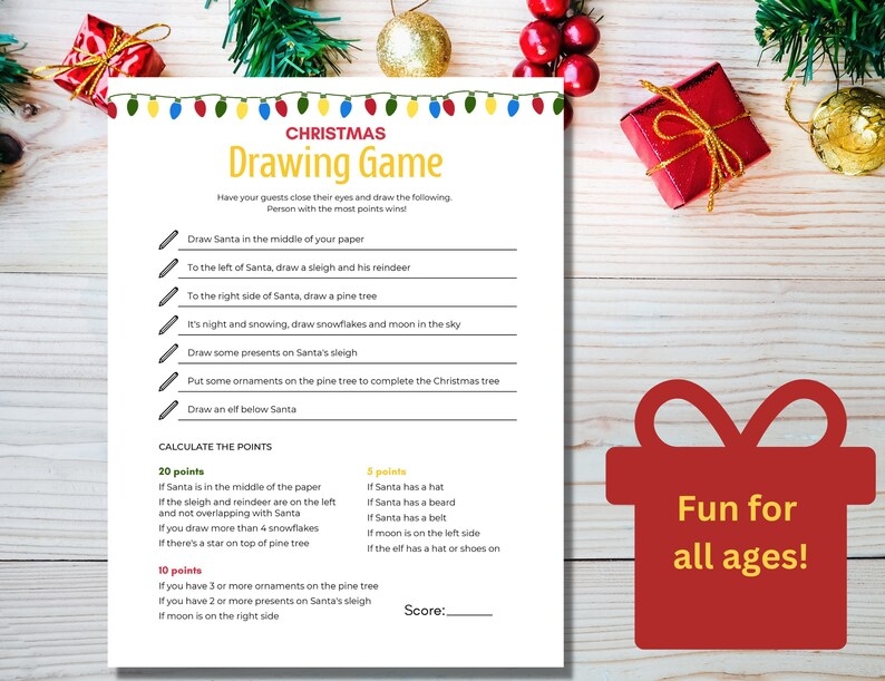 free printable christmas drawing game