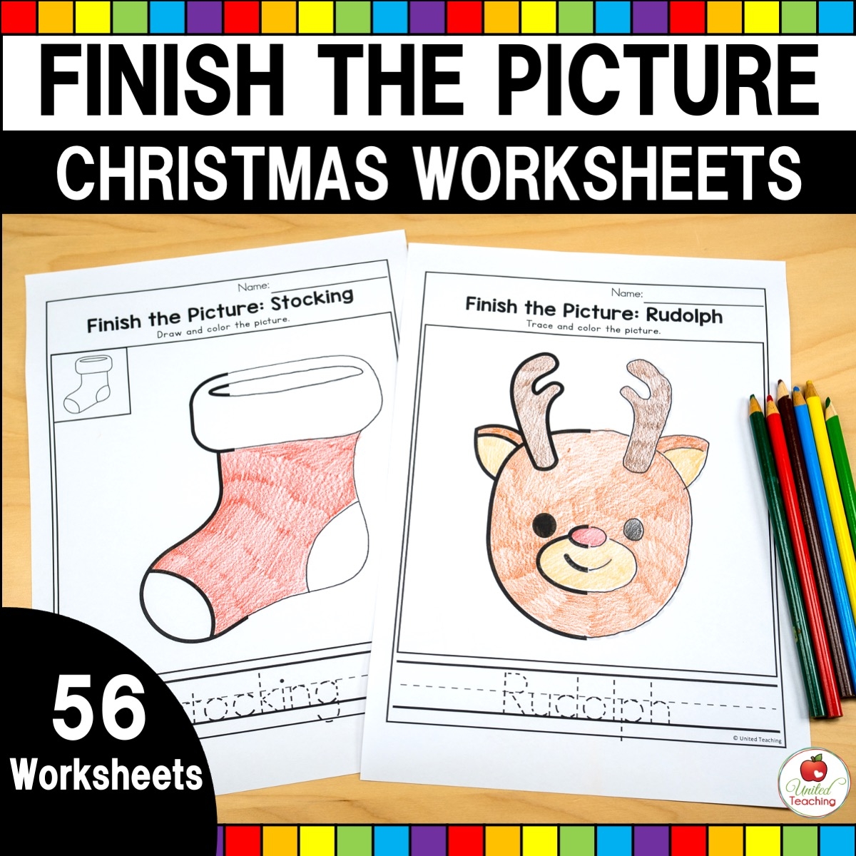 Christmas Finish The Picture Worksheets United Teaching