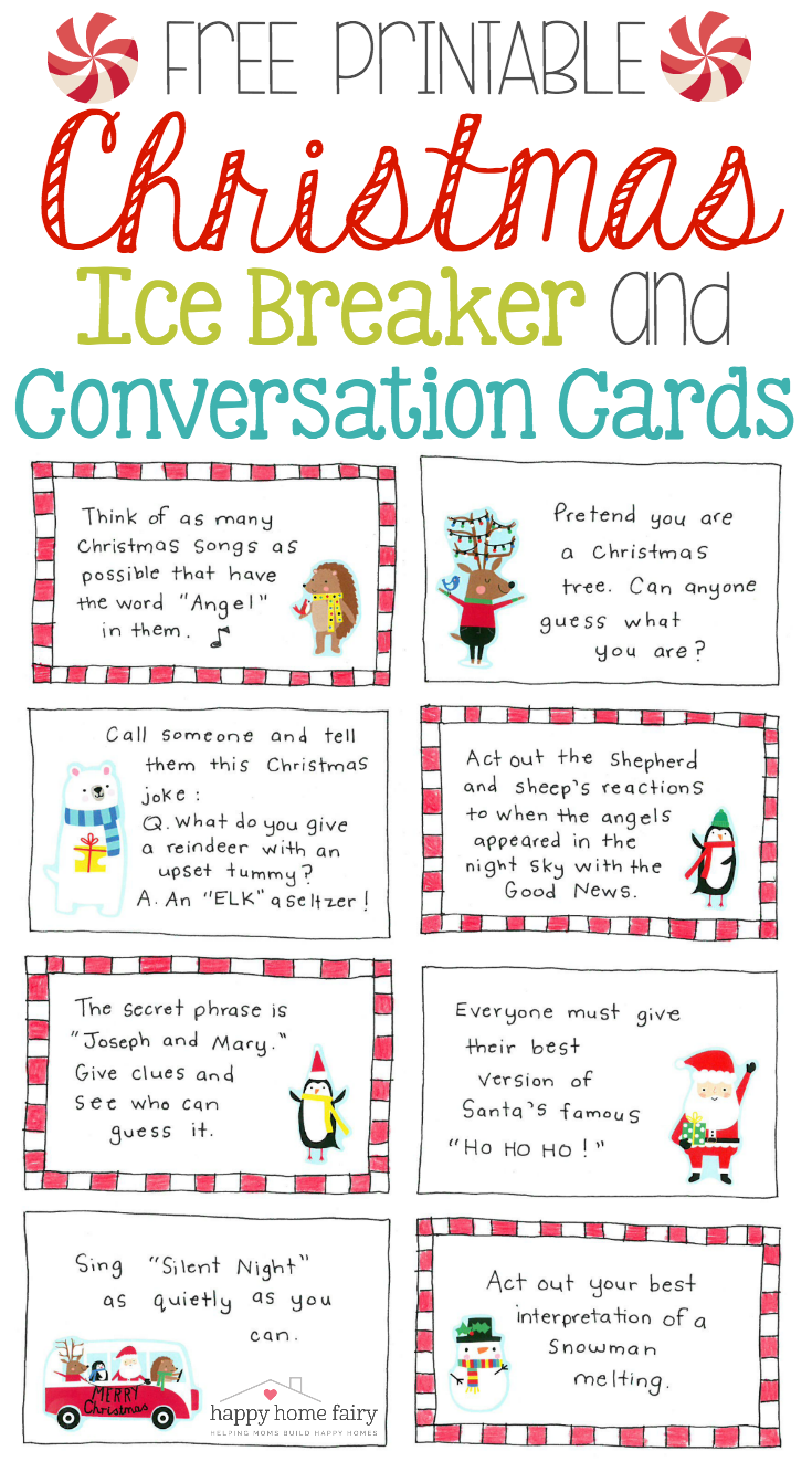Christmas Ice Breaker And Conversation Cards FREE Printable Happy 