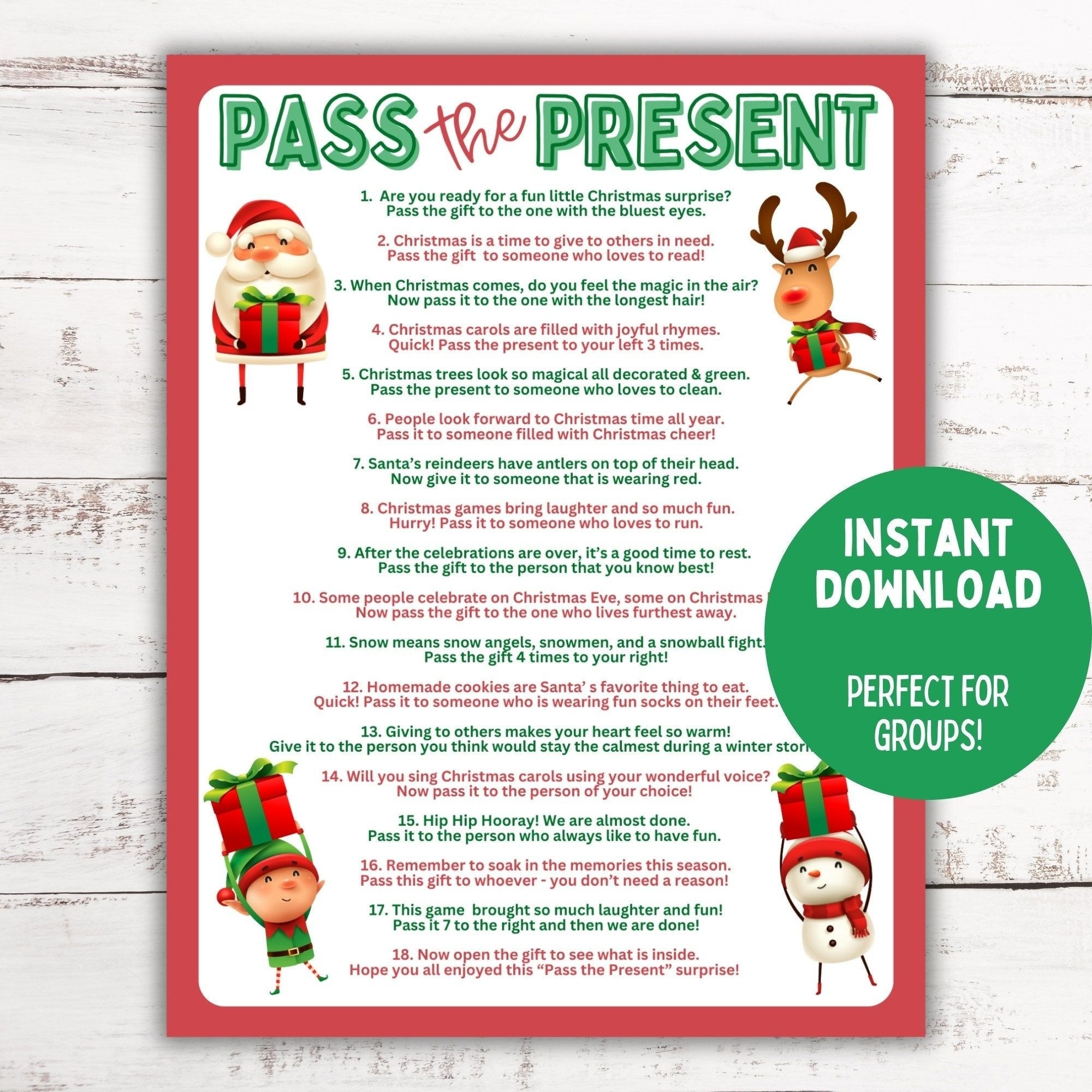 free printable christmas pass the gift game pdf