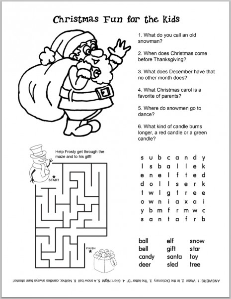 Christmas Printable Activities For Kids