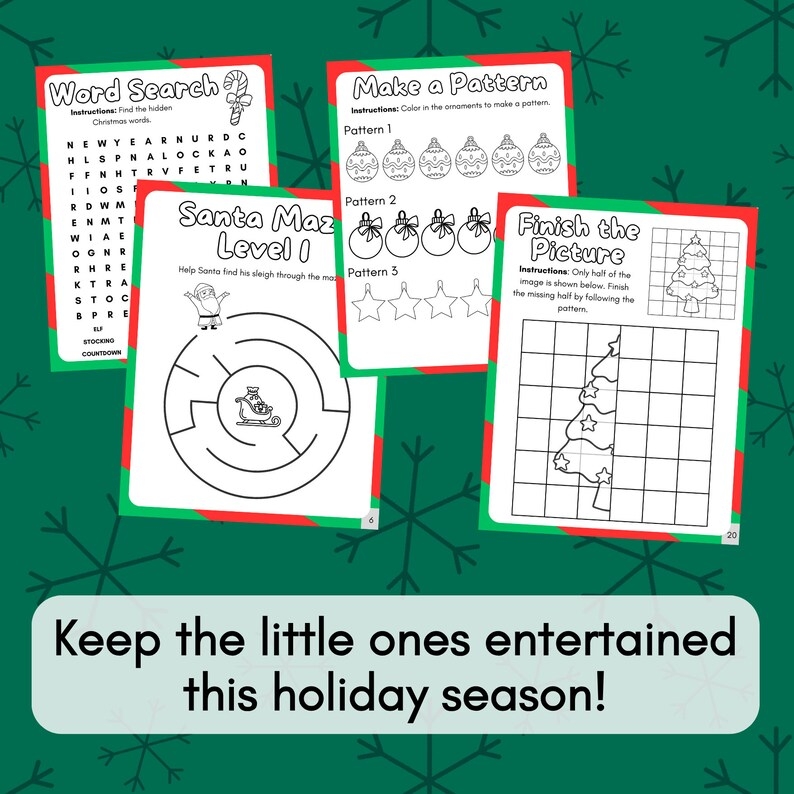 Christmas Printable Activity Book For Kids Mazes Coloring Pages Word 