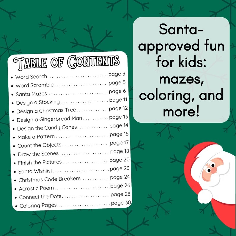 Christmas Printable Activity Book For Kids Mazes Coloring Pages Word 
