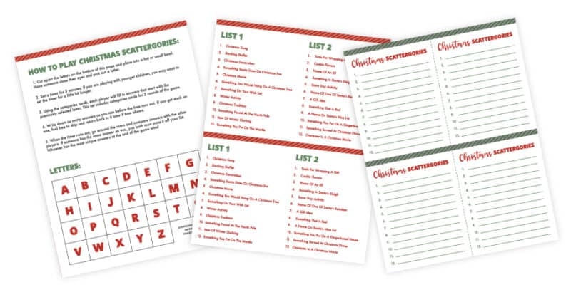 Christmas Scattergories Free Printable Christmas Games And Activities
