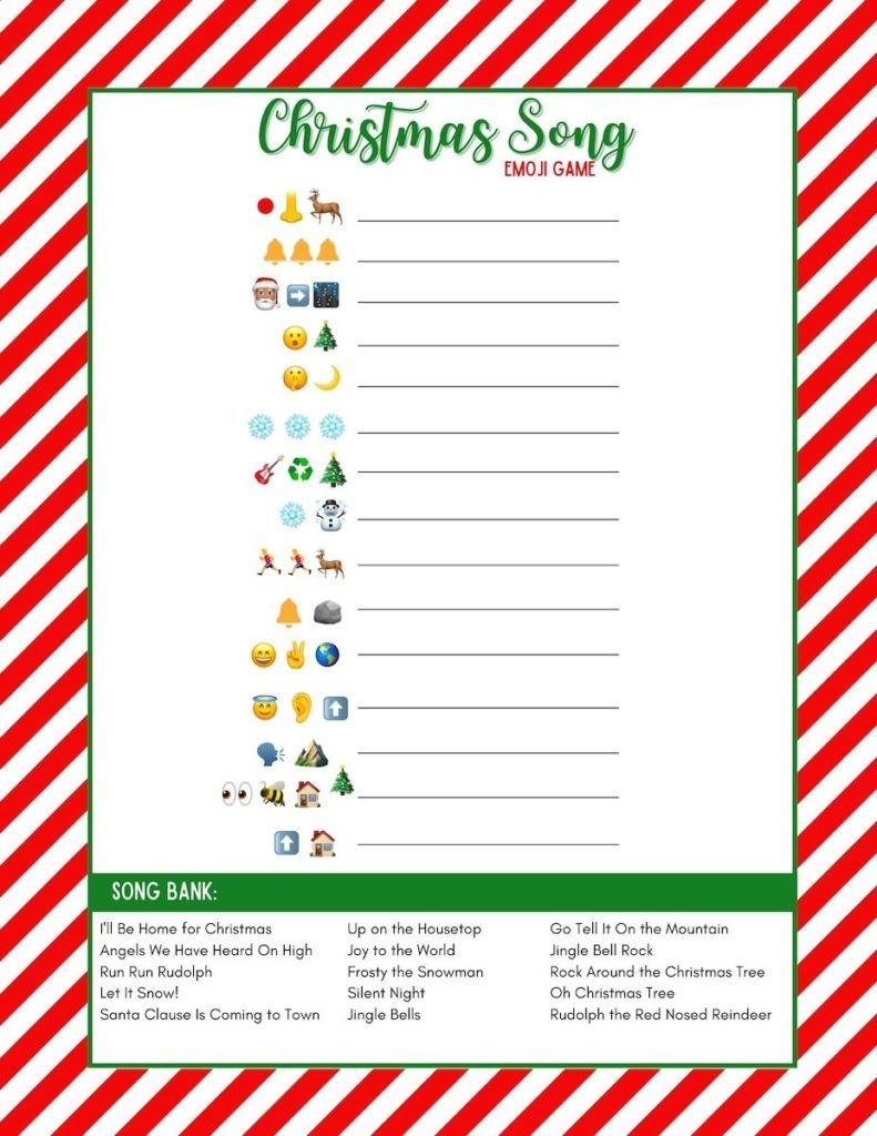 Christmas Song Emoji Game Fun Activity For Kids And Adults