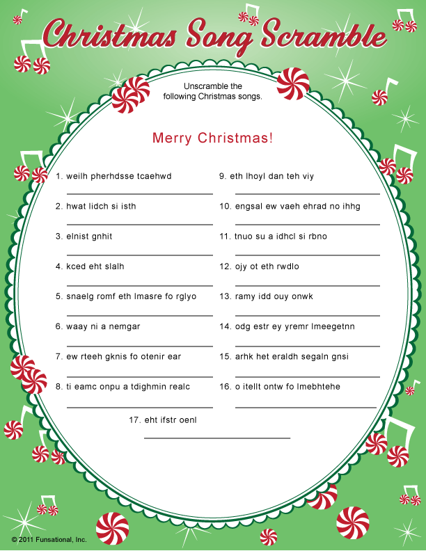 christmas song picture games printable free