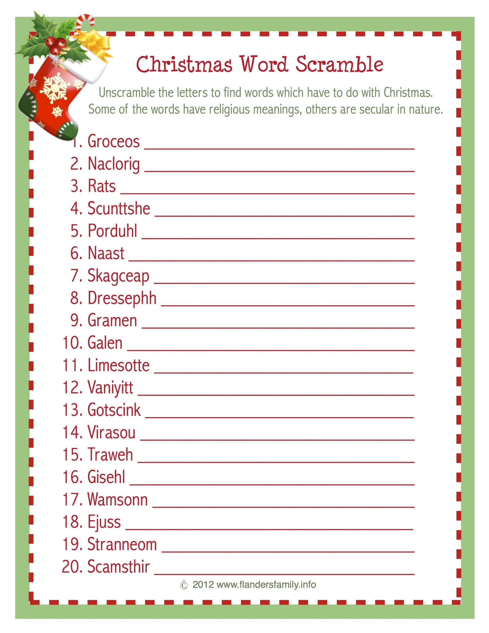 Christmas Song Scramble Free Printable Rossy Printable