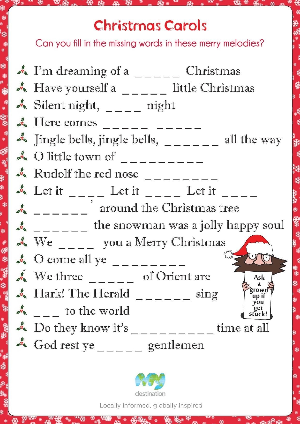 Christmas Songs For Kids Free Printable Songbook A Coloring Book