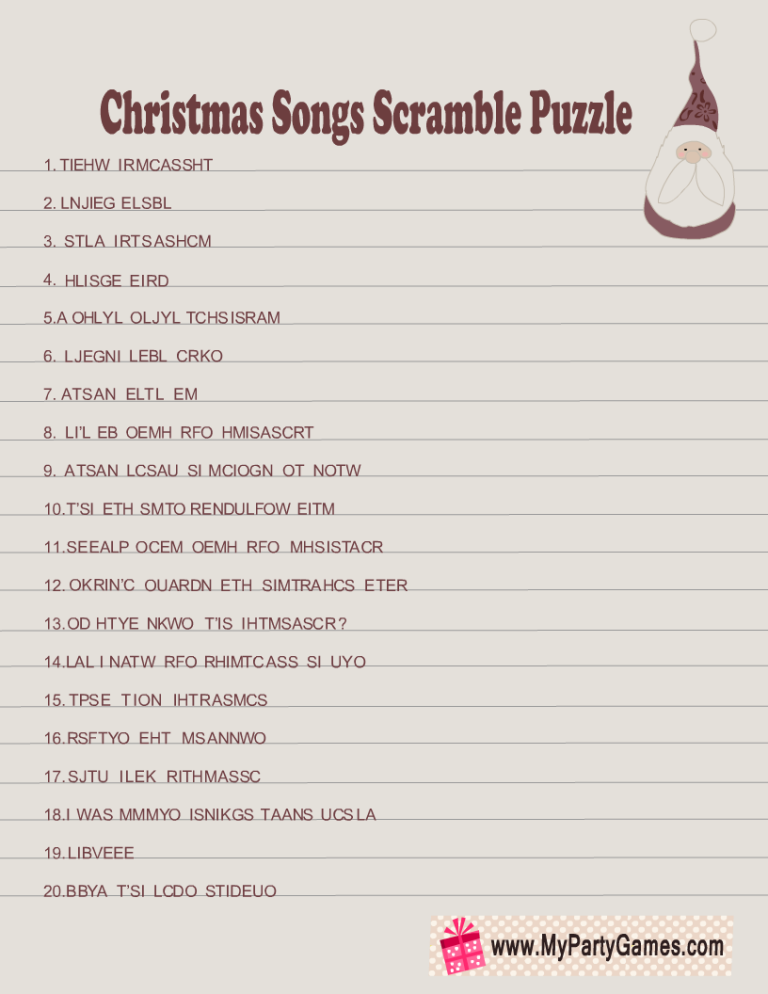 Christmas Songs Games Printable Printable Free Templates