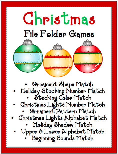 free printable christmas file folder games