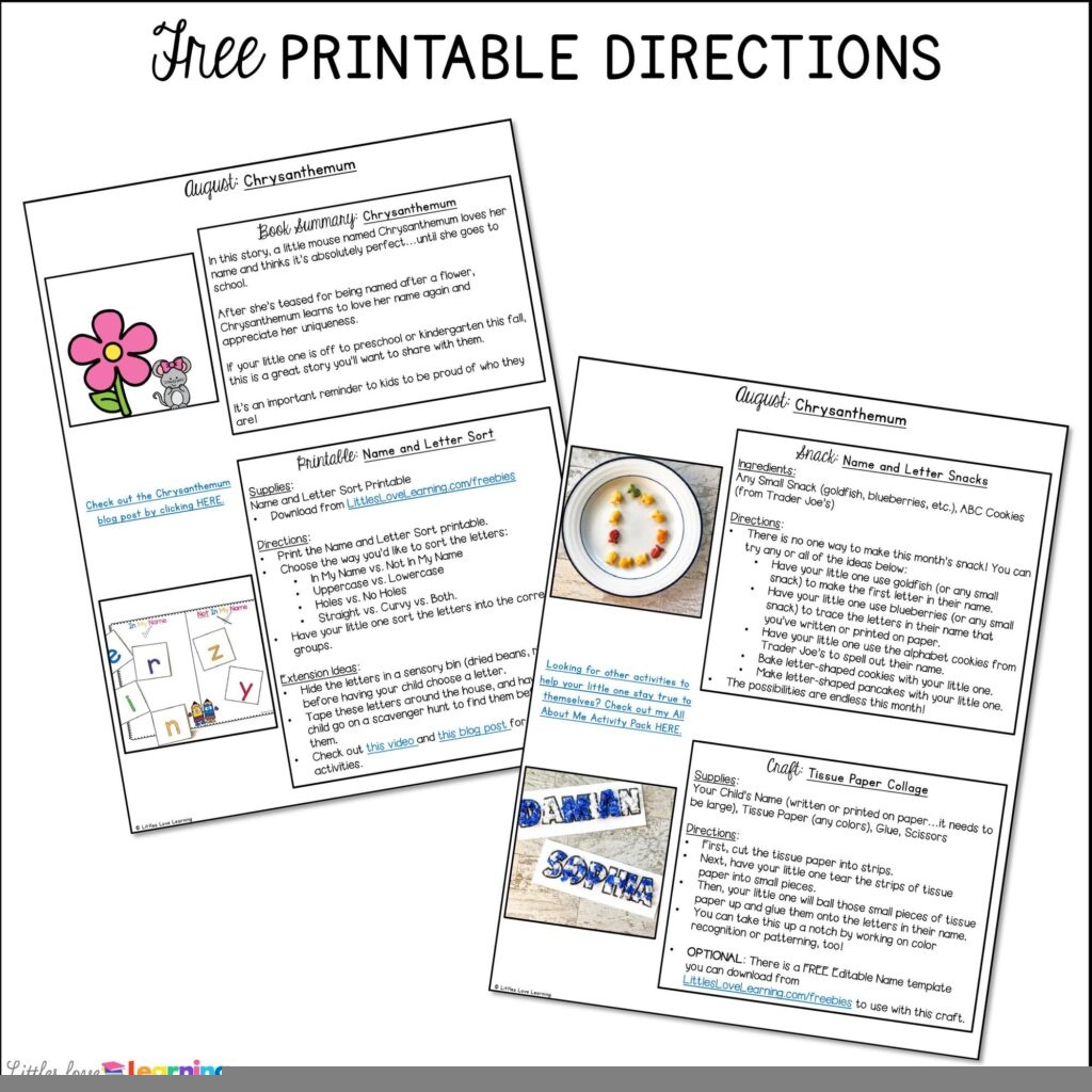 Chrysanthemum Free Printable Activities FREE Printable A Z