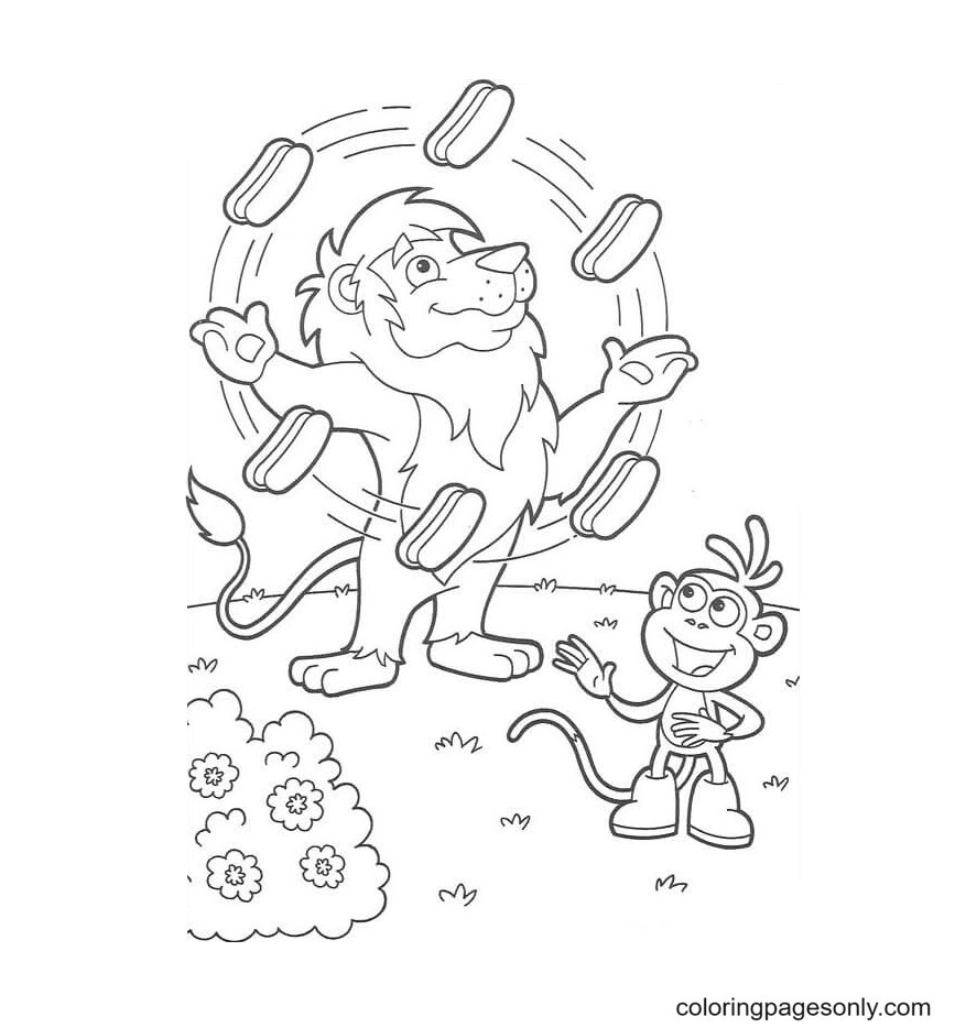 Circus Lion Is Juggling Coloring Page Free Printable Coloring Pages