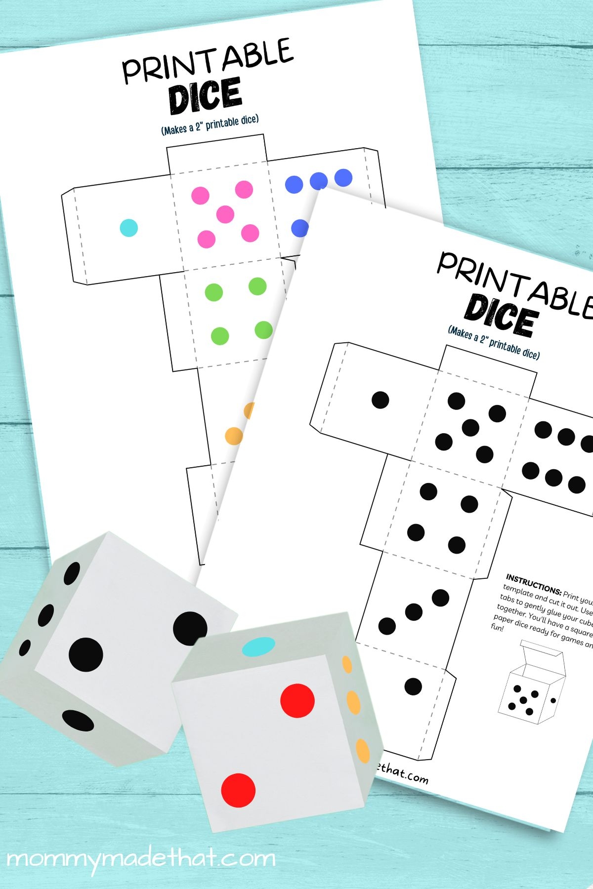 Classic Printable Paper Dice Template Free Printable 42 OFF