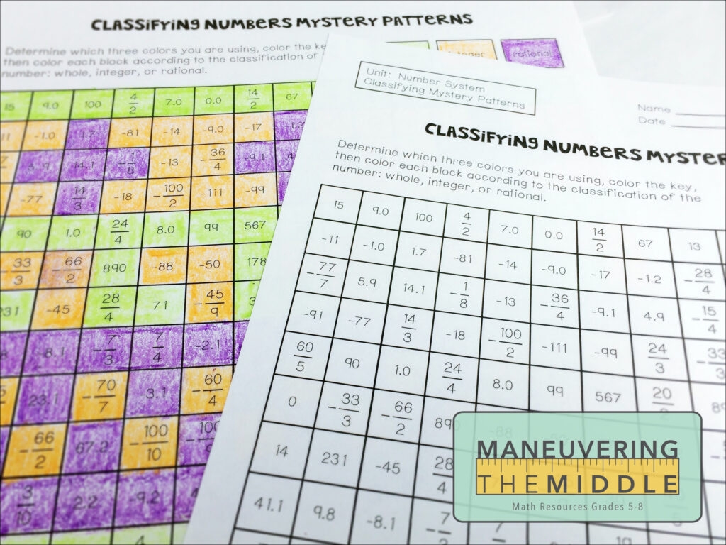 Classifying Real Numbers Mystery Pattern Worksheet Answer Key 