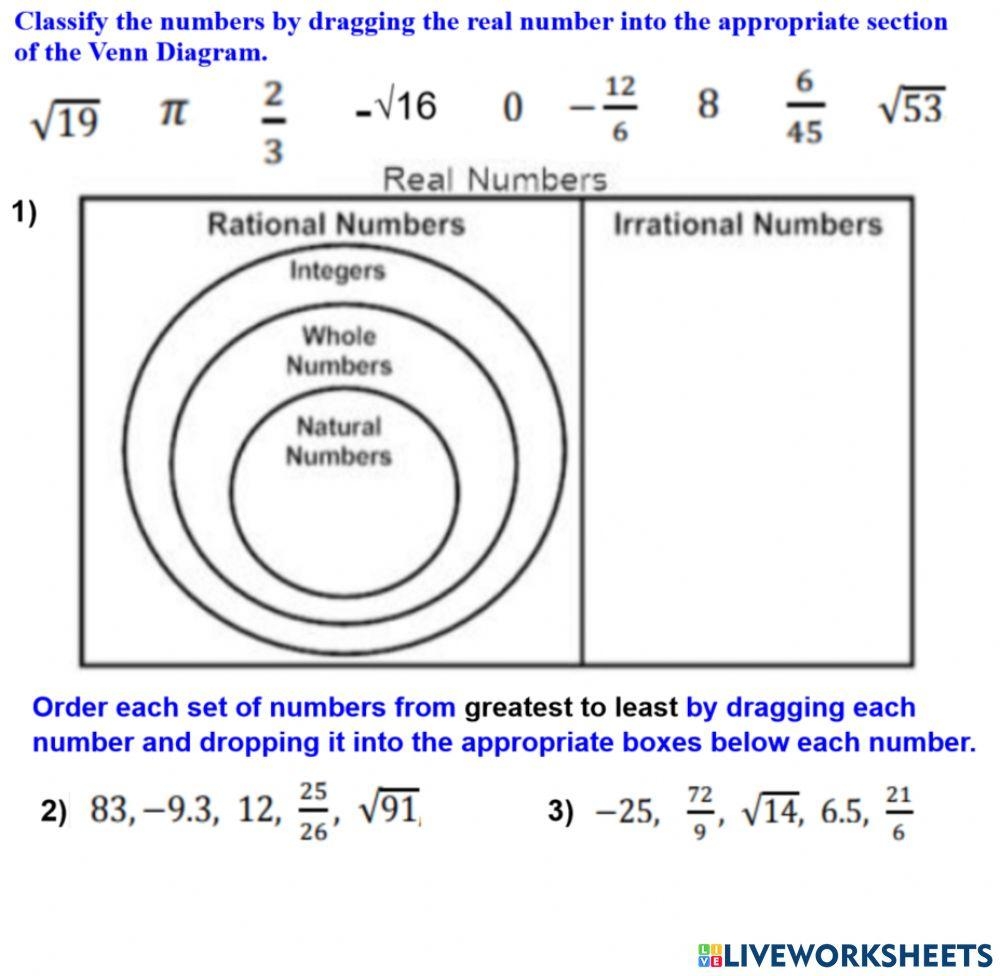 Classifying Real Numbers Mystery Pattern Worksheets Library