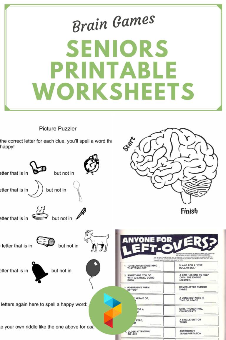 Cognitive Group Activities For Seniors Printable Worksheets