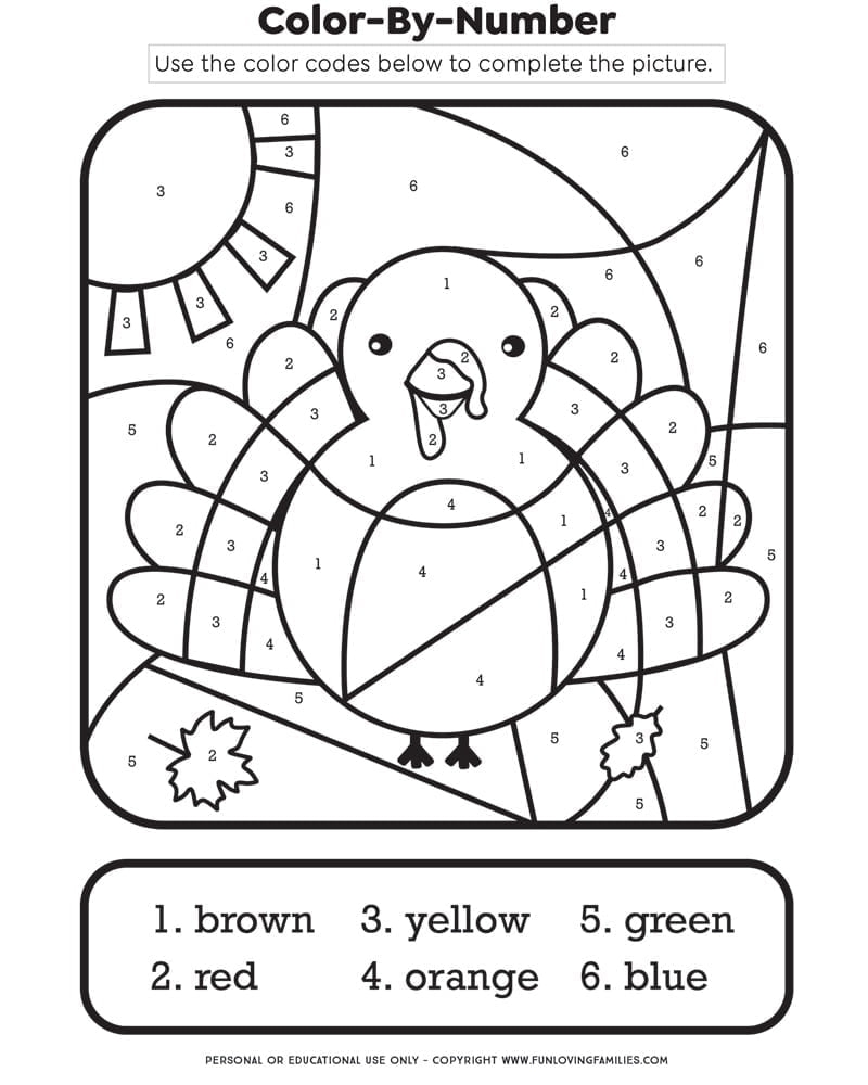 Color By Number Turkey Printable At Taredgarblog Blog