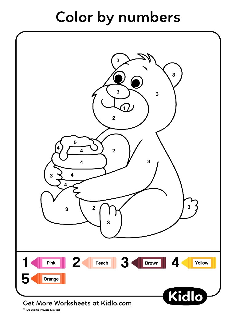 Color By Numbers Coloring Pages Worksheet 58 Kidlo