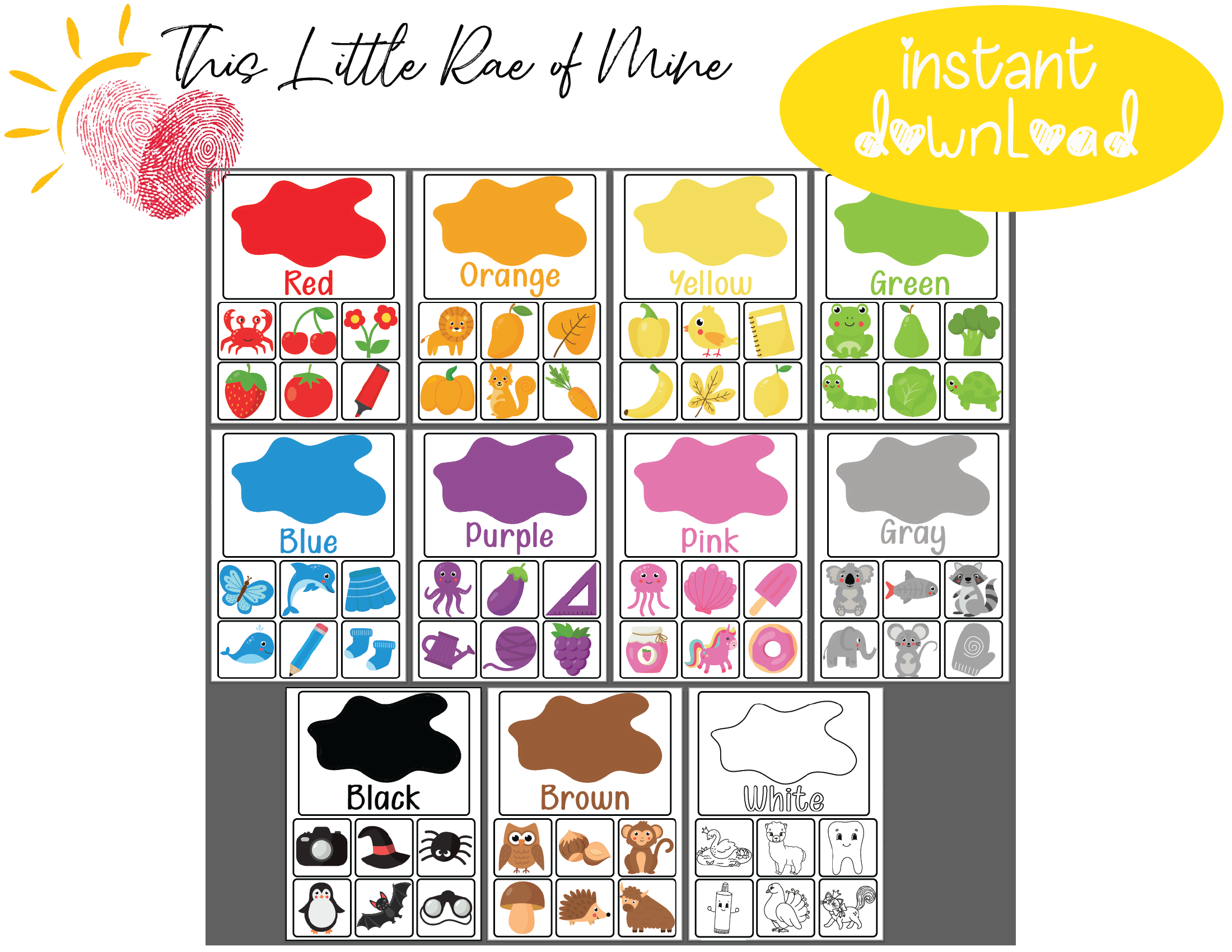 Color Matching Activity Color Sorting Early Learning Preschool 