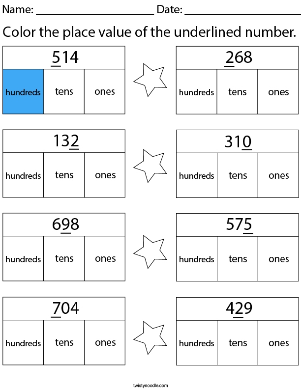 4 digit numbers place value worksheet