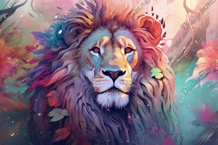 Colorful Lion Background