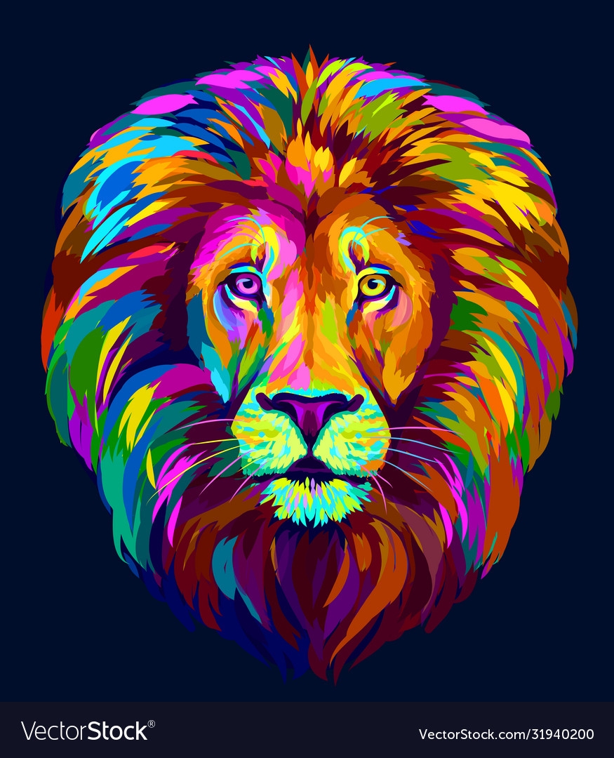 Colorful Lion Face Graphic
