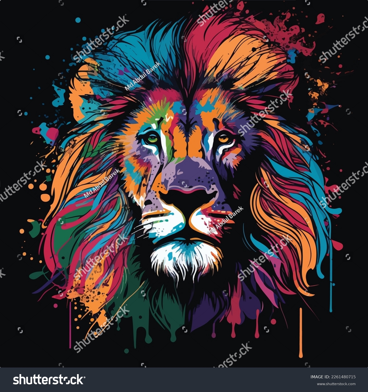 Colorful Lion Head Pop Art Style Stock Vector Royalty Free 2261480715 