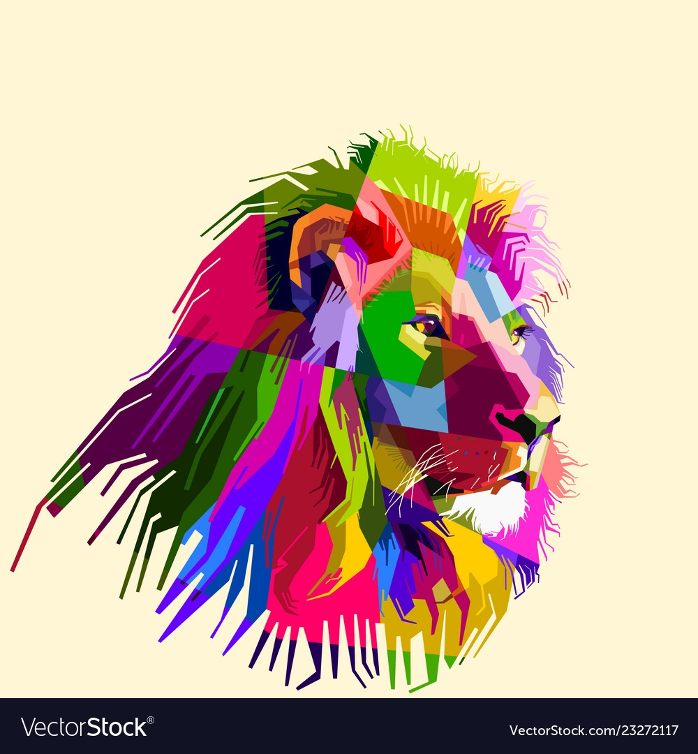 Colorful Lion Head Royalty Free Vector Image VectorStock