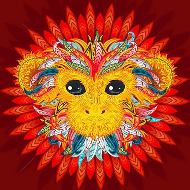 Colorful Lion Head Tattoo Design