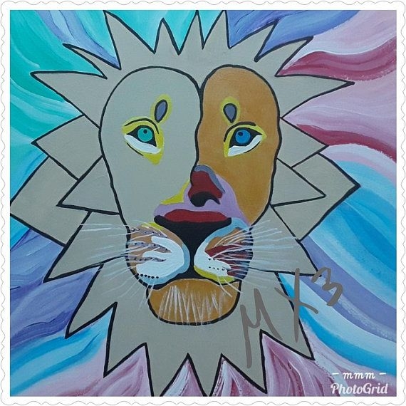 Colorful Lion Print Lion Art Print Lion Face Abstract Lion Painting 