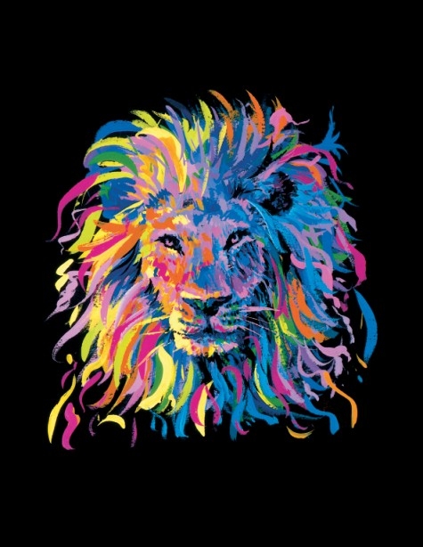 colorful lion art