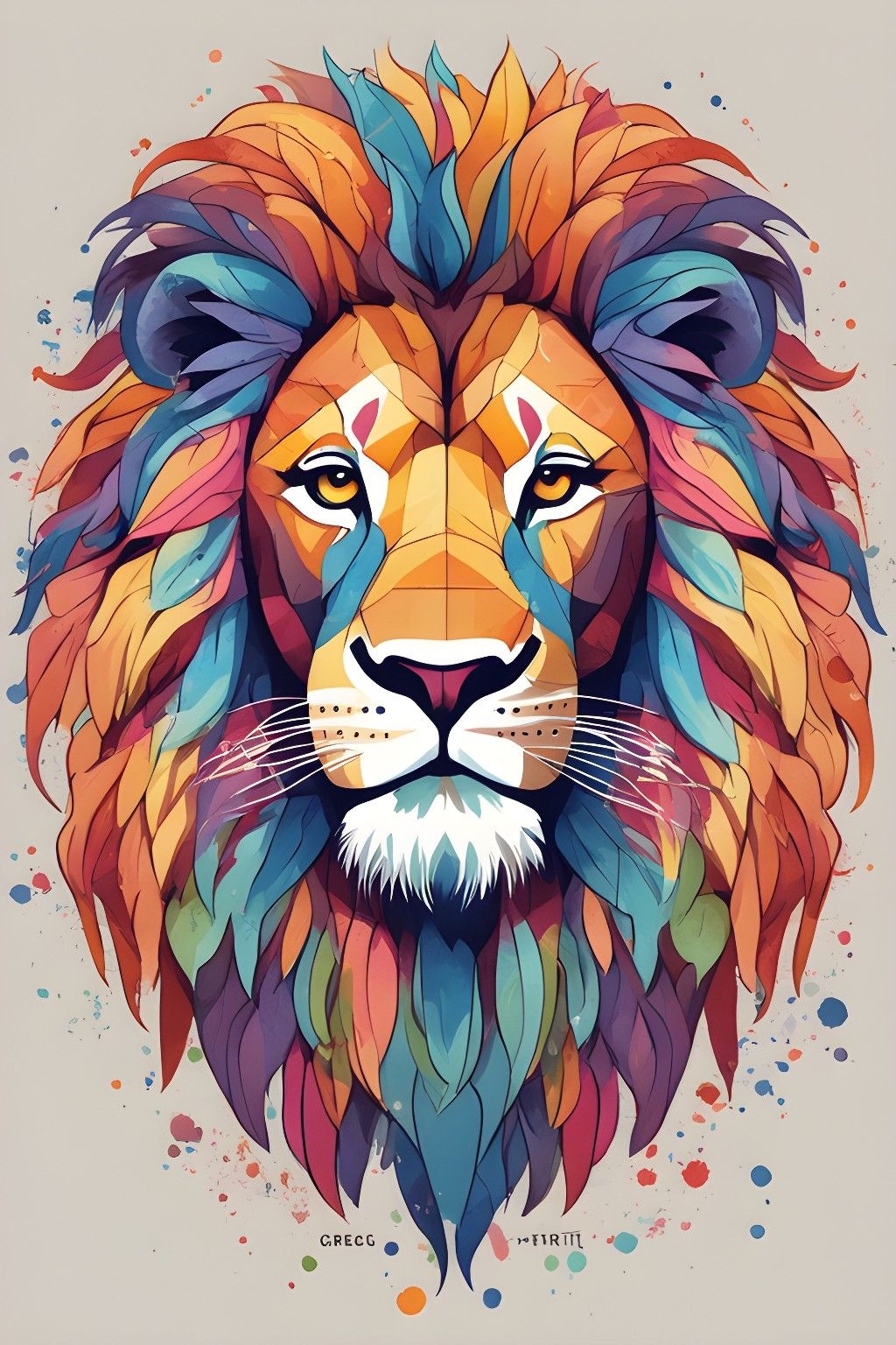 colorful lion artwork