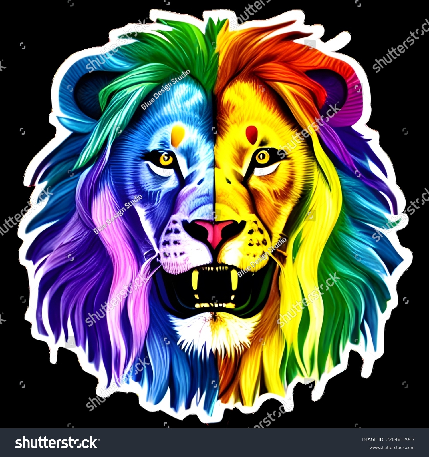 Colorful Lions Head Logo Lions Face Stock Illustration 2204812047 