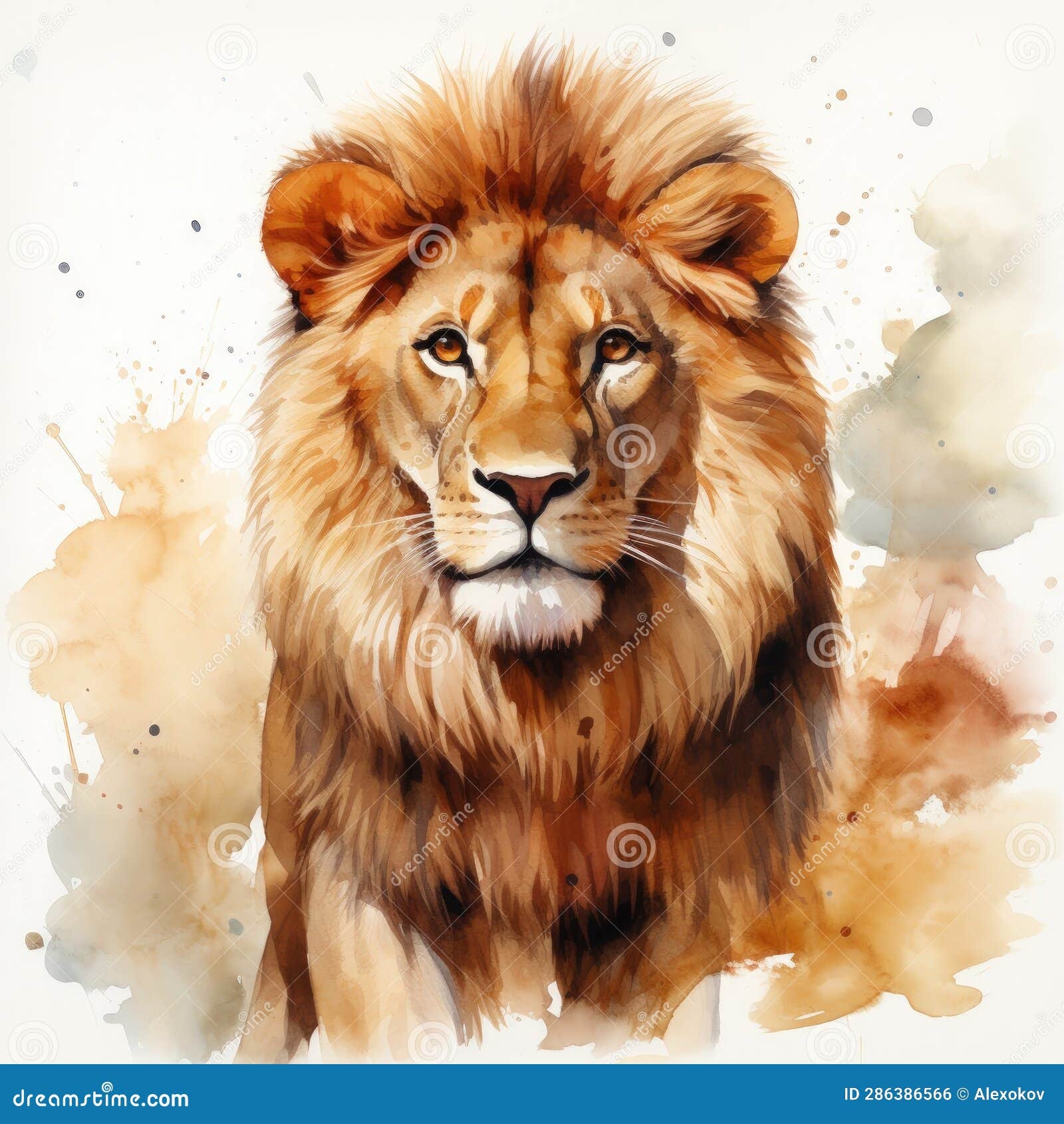 Colorful Watercolor Lion Clipart On White Background AI Generated Stock 